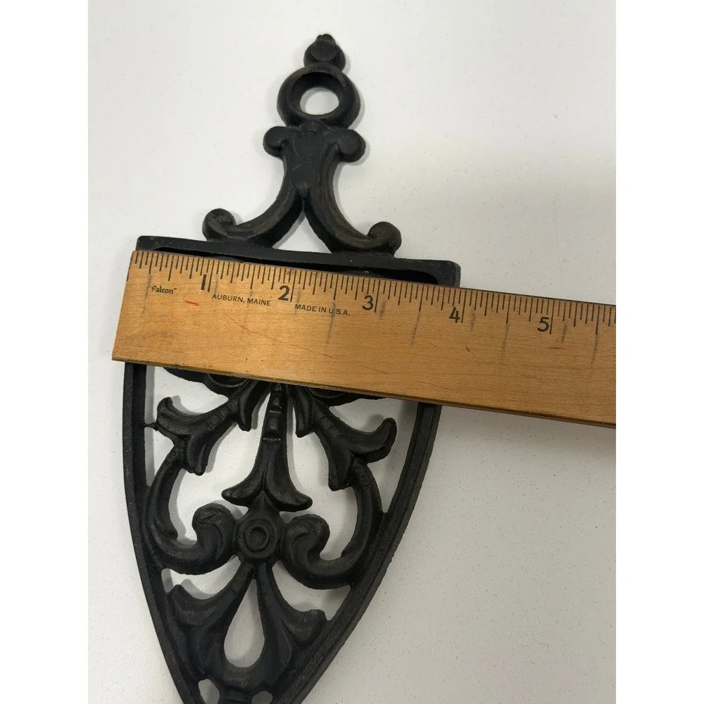 Wilton Cast Iron Trivet T-12 Black Scrollwork Shield Shape Wall Decor 8.75 inch